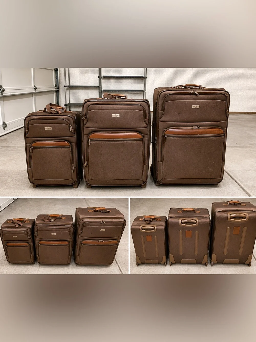 Tommy Bahama Brown Travel Luggage Set with Tan Accents